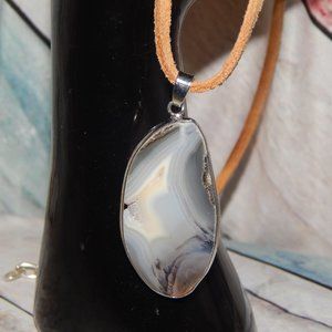 BoHo Artisan Dendritic Agate on Adjustable Cord Necklace